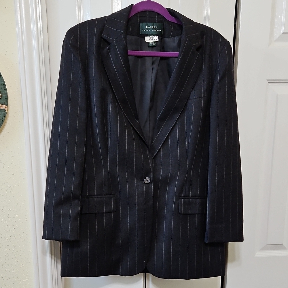 Lauren Ralph Black Pinstripe Blazer